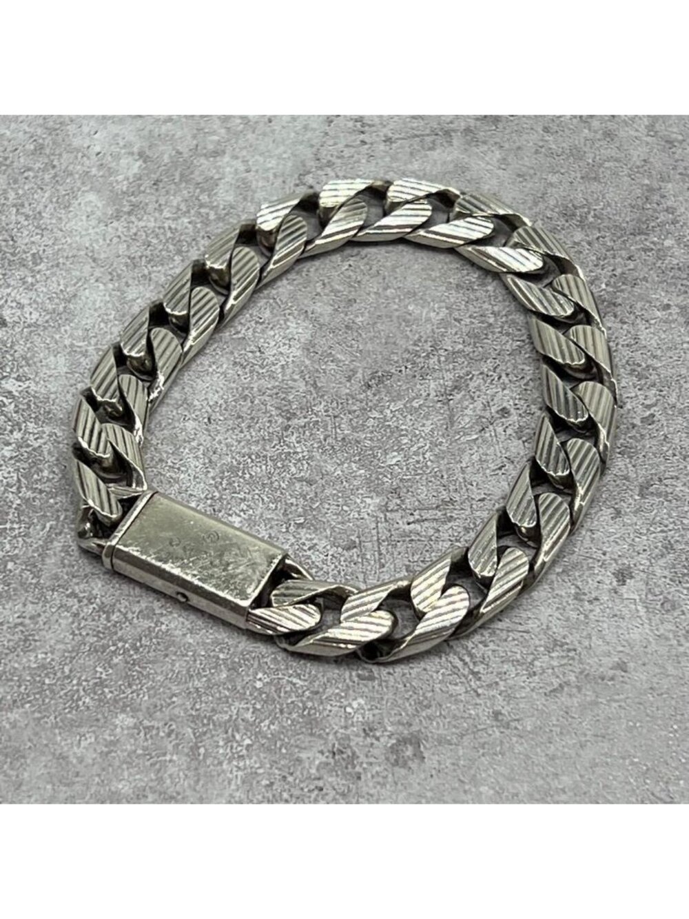 Gucci Golmet Stripe Chain Bracelet Silver 19
